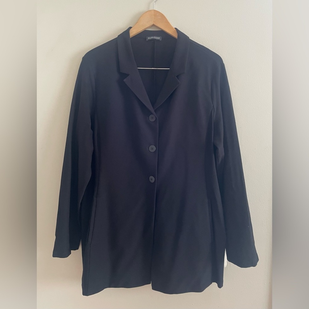 Eileen Fisher Black Single Breasted Viscose Blazer Jacket Women’s Size 2X